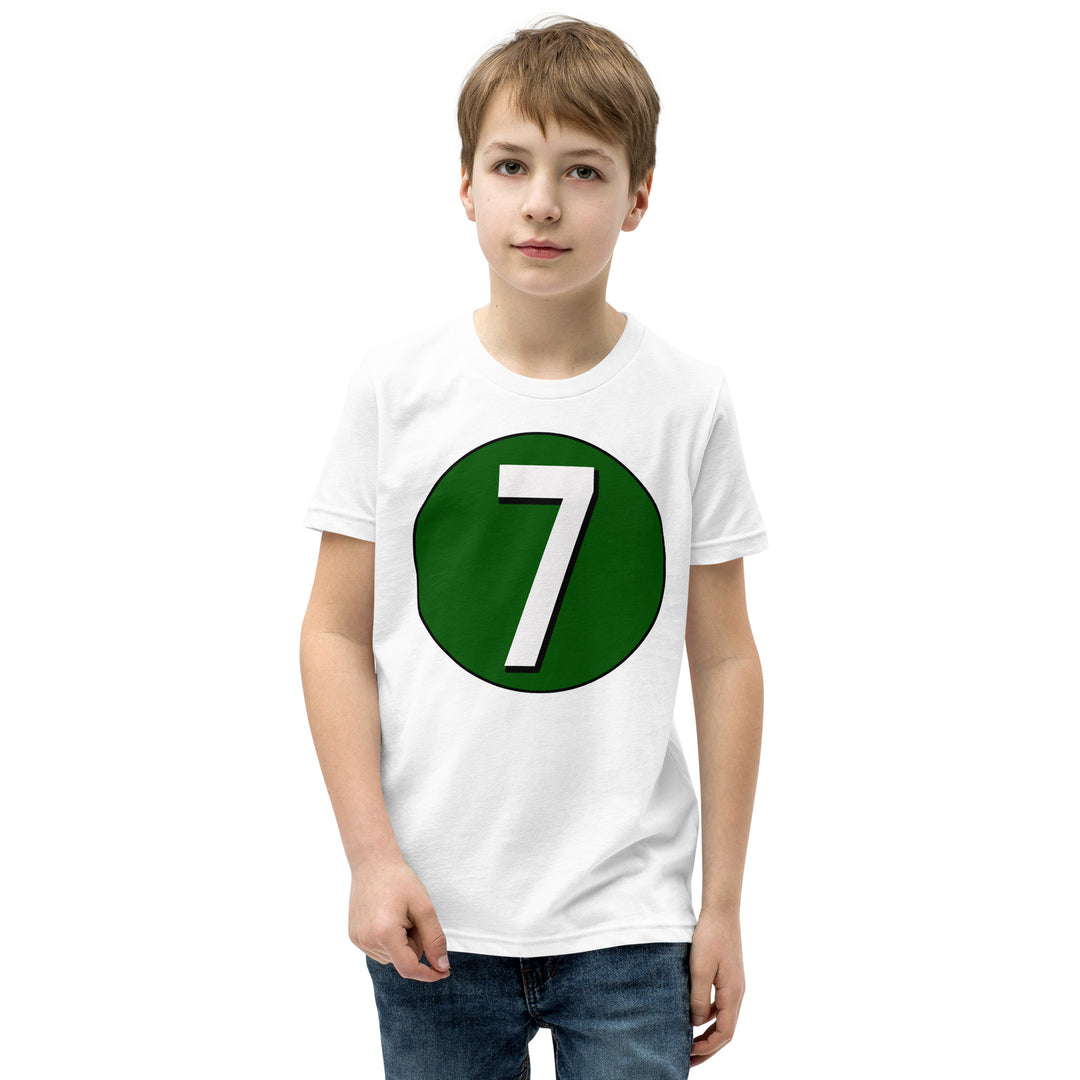 Youth Short Sleeve T-Shirt: White on Hunter Green 7