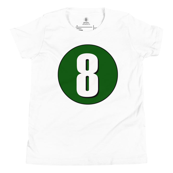 Youth Short Sleeve T-Shirt: White on Hunter Green 8