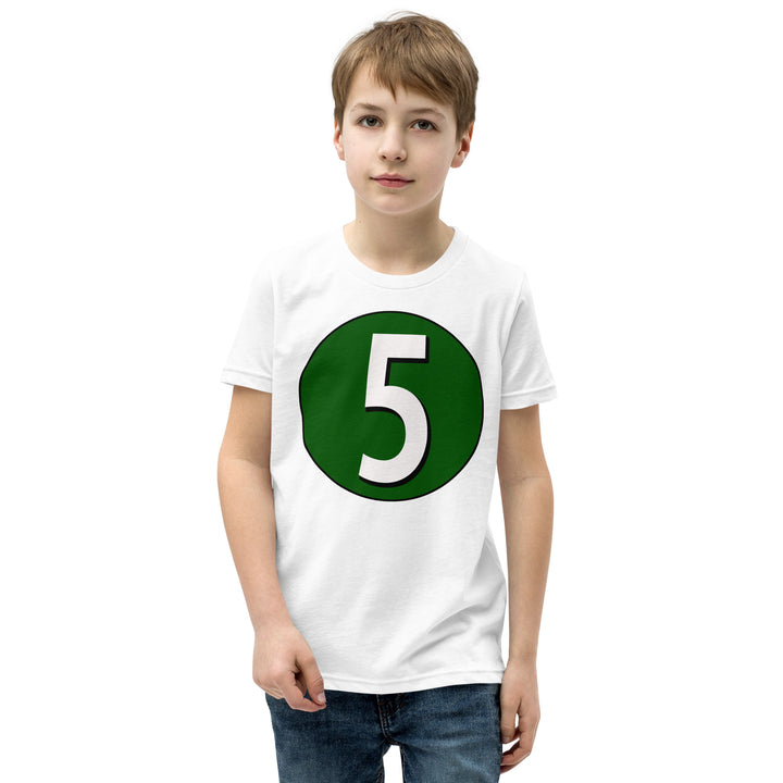 Youth Short Sleeve T-Shirt: White on Hunter Green 5