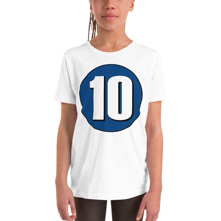 Youth Short Sleeve T-Shirt: White on Navy Blue 10