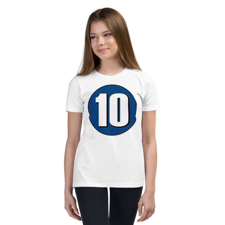 Youth Short Sleeve T-Shirt: White on Navy Blue 10