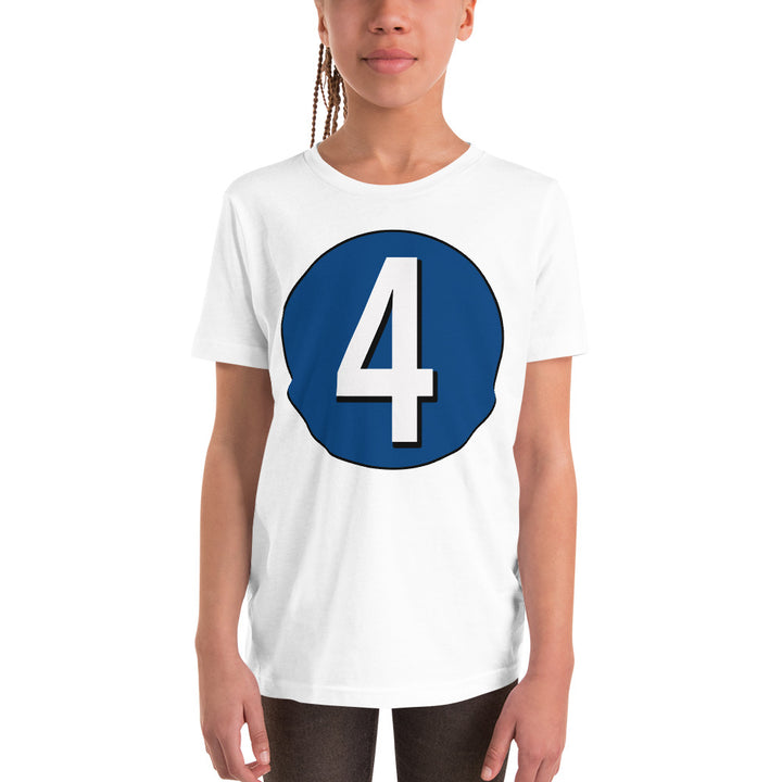 Youth Short Sleeve T-Shirt: White on Navy Blue 4