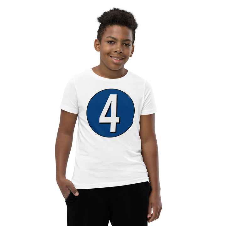 Youth Short Sleeve T-Shirt: White on Navy Blue 4