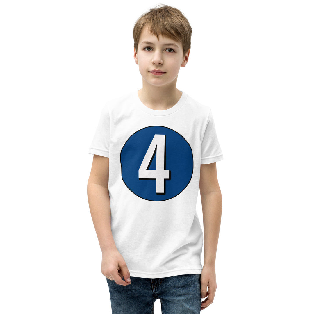 Youth Short Sleeve T-Shirt: White on Navy Blue 4