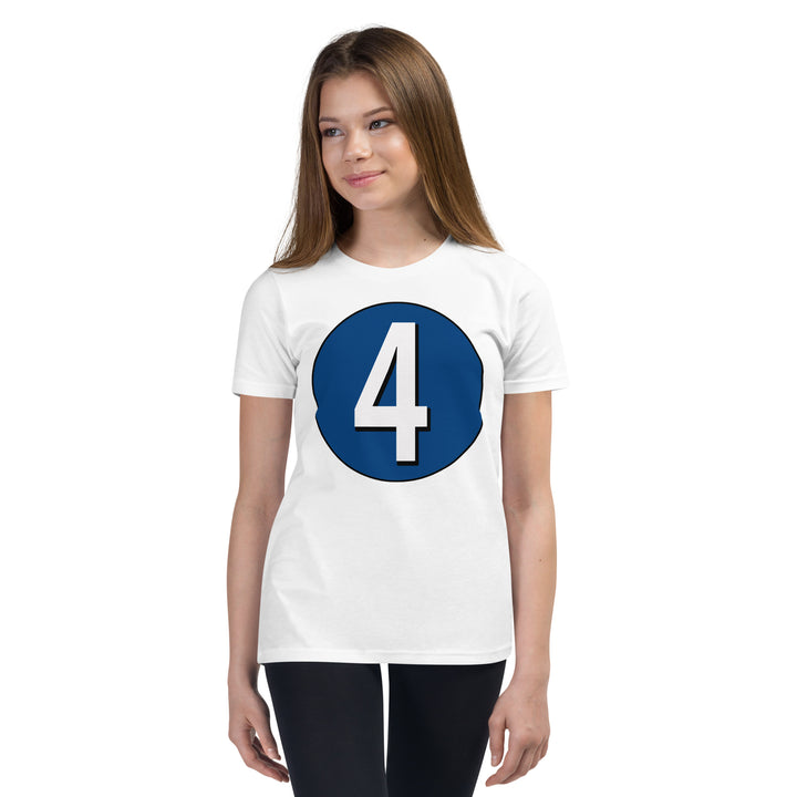 Youth Short Sleeve T-Shirt: White on Navy Blue 4