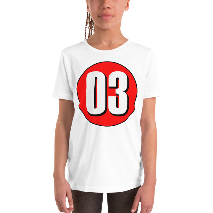 Youth Short Sleeve T-Shirt: White on Red 03