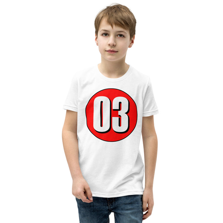 Youth Short Sleeve T-Shirt: White on Red 03