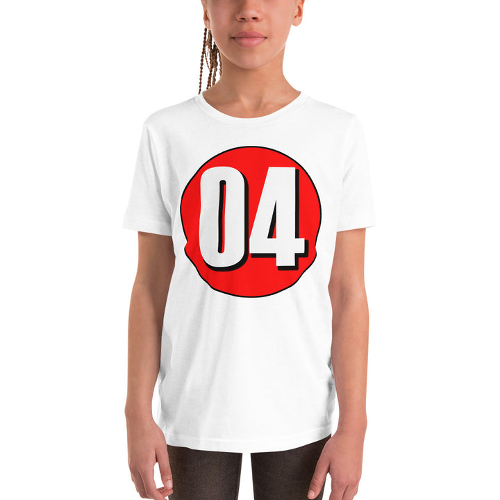 Youth Short Sleeve T-Shirt: White on Red 04