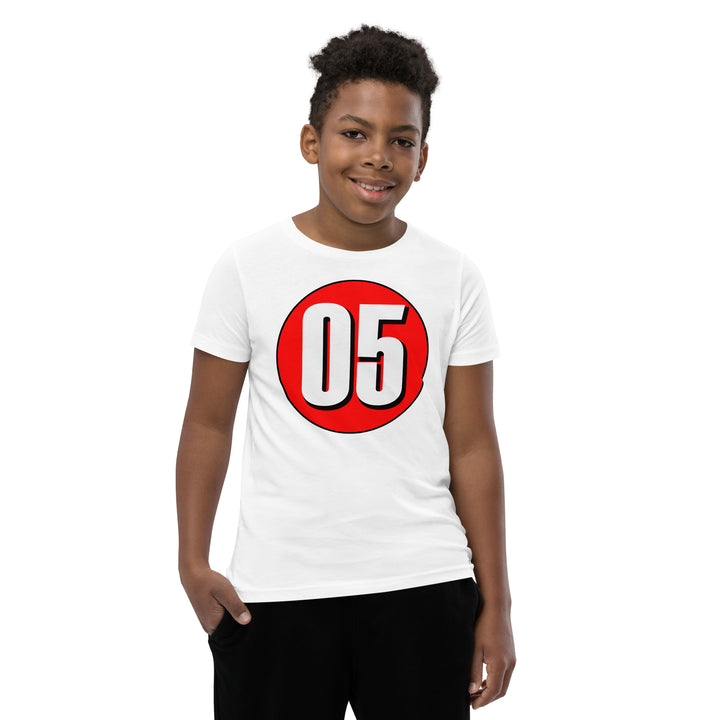 Youth Short Sleeve T-Shirt: White on Red 05