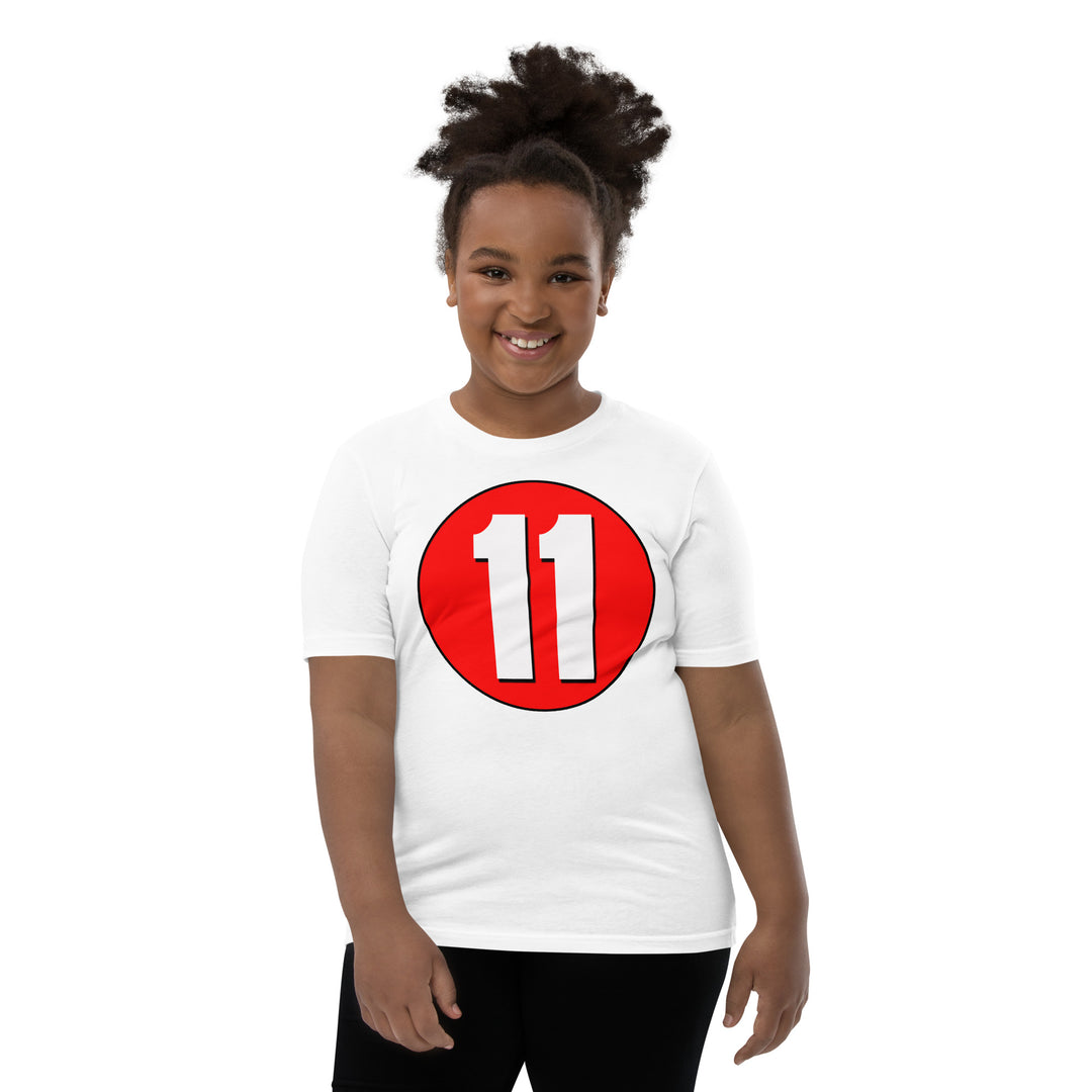 Youth Short Sleeve T-Shirt: White on Red 11