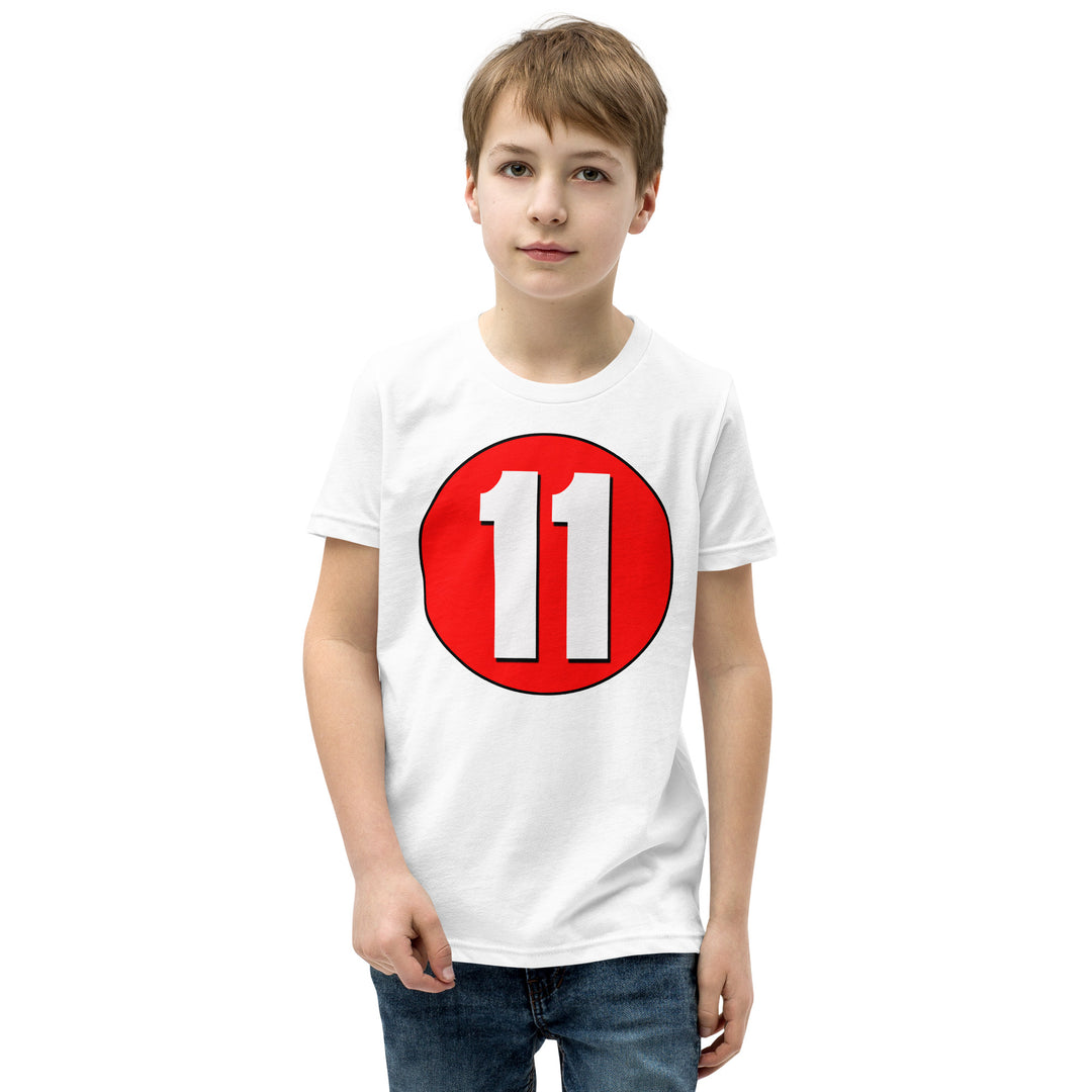 Youth Short Sleeve T-Shirt: White on Red 11