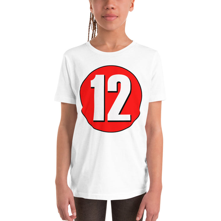 Youth Short Sleeve T-Shirt: White on Red 12