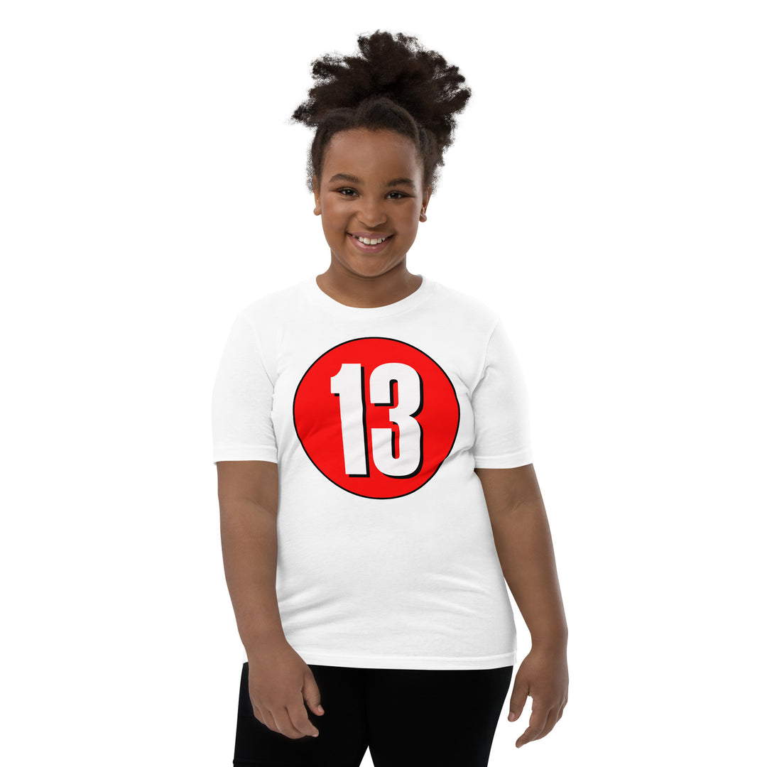 Youth Short Sleeve T-Shirt: White on Red 13