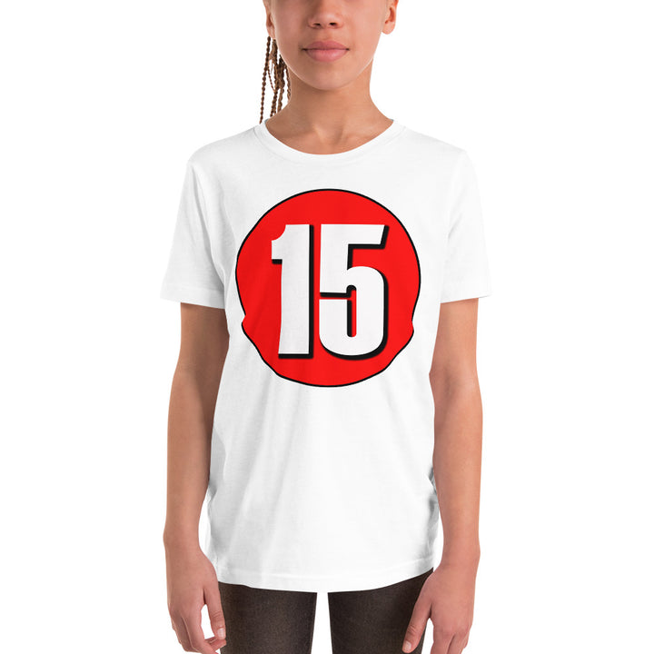 Youth Short Sleeve T-Shirt: White on Red 15