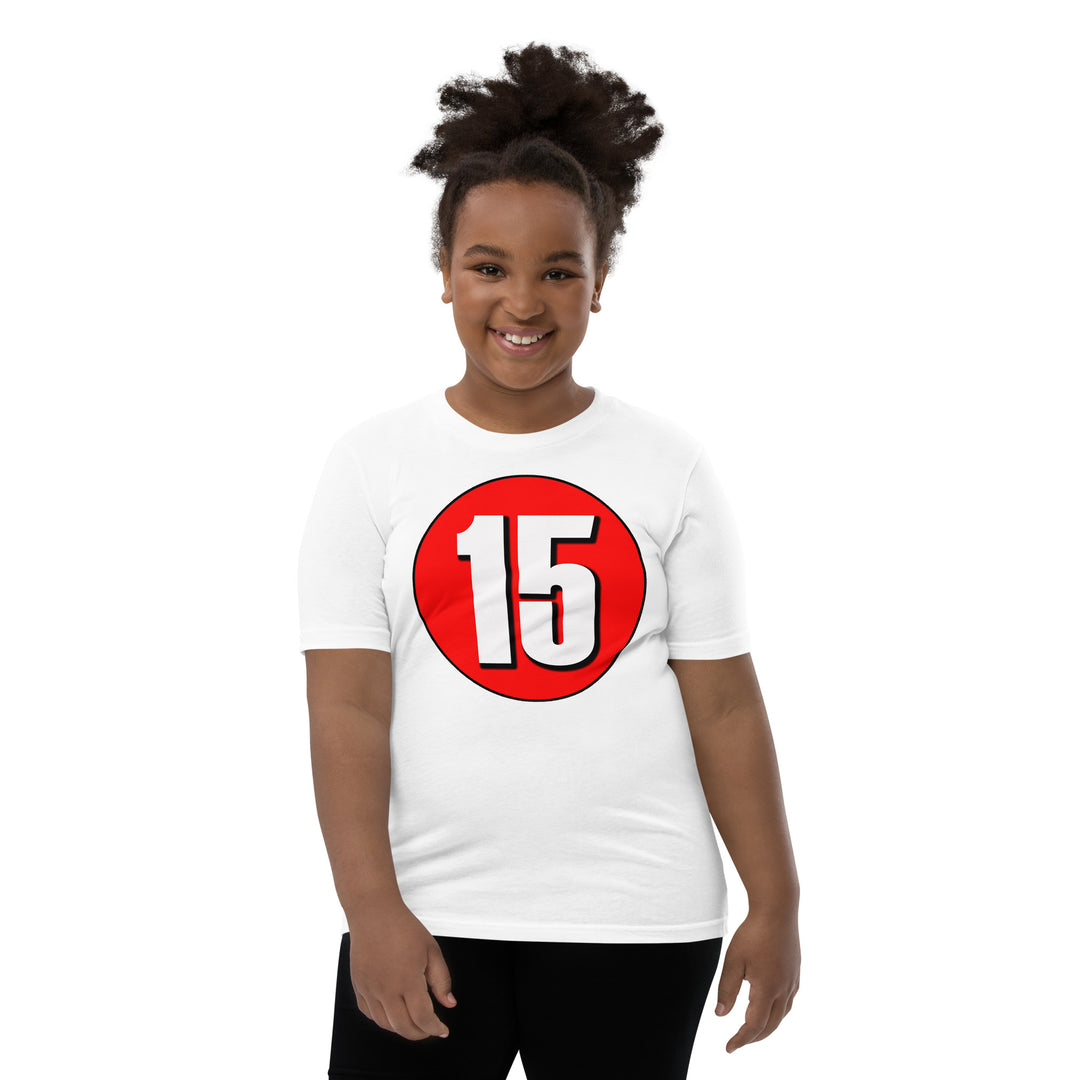 Youth Short Sleeve T-Shirt: White on Red 15