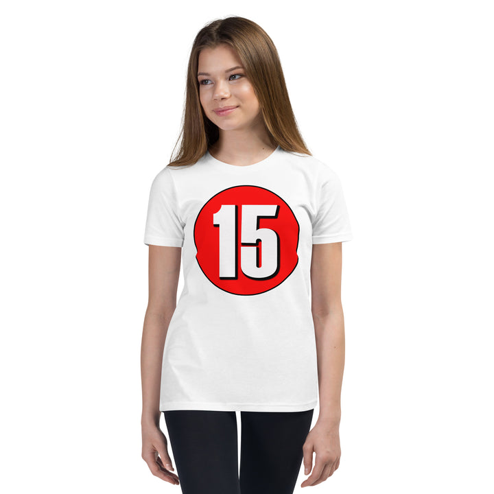 Youth Short Sleeve T-Shirt: White on Red 15