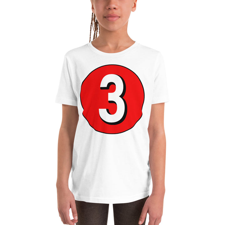 Youth Short Sleeve T-Shirt: White on Red 3