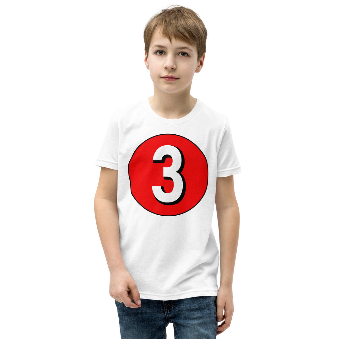 Youth Short Sleeve T-Shirt: White on Red 3