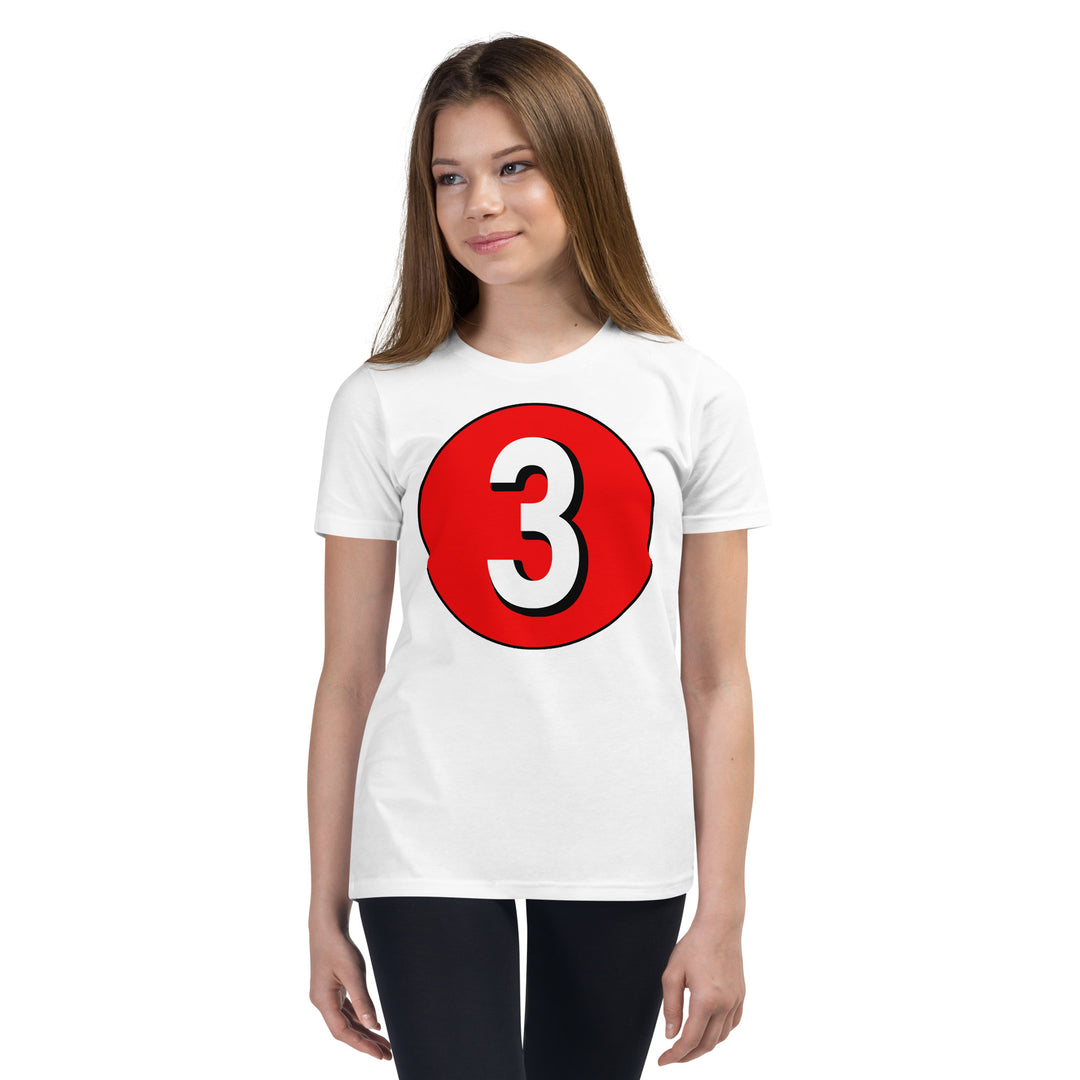 Youth Short Sleeve T-Shirt: White on Red 3