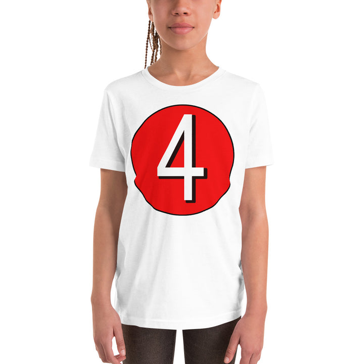 Youth Short Sleeve T-Shirt: White on Red 4