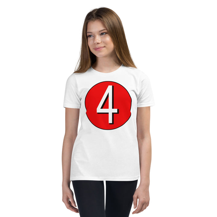 Youth Short Sleeve T-Shirt: White on Red 4