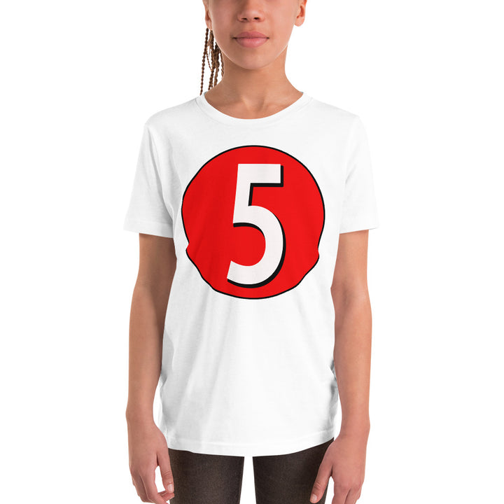 Youth Short Sleeve T-Shirt: White on Red 5