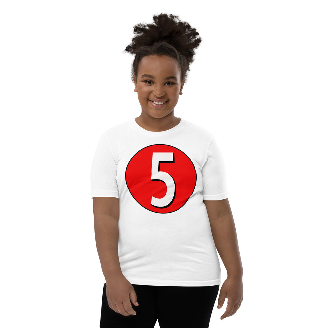 Youth Short Sleeve T-Shirt: White on Red 5