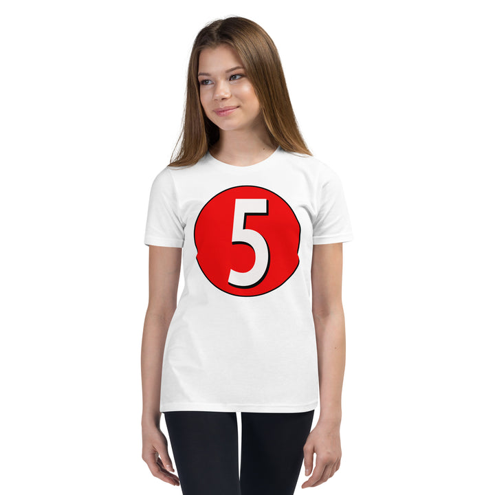 Youth Short Sleeve T-Shirt: White on Red 5