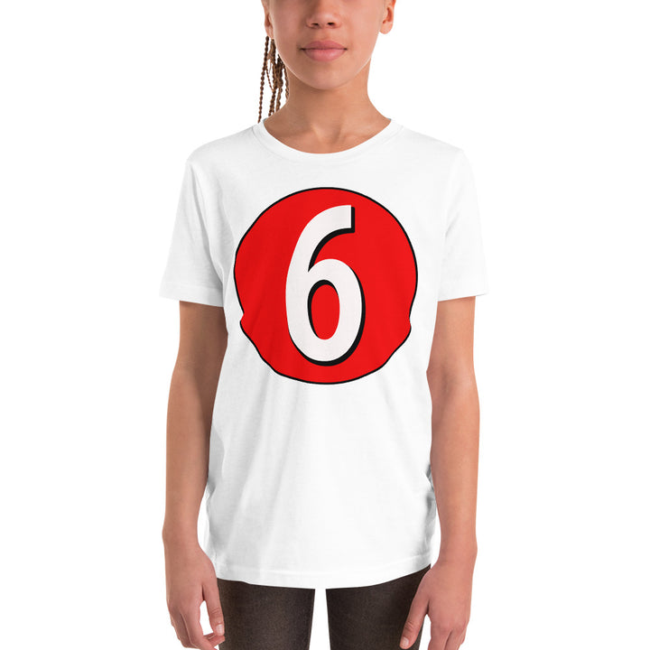 Youth Short Sleeve T-Shirt: White on Red 6