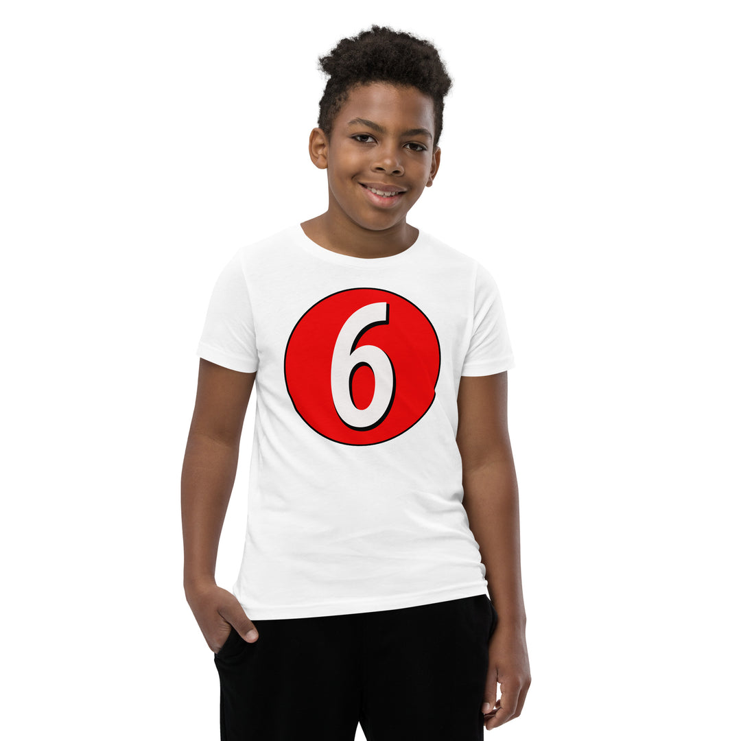 Youth Short Sleeve T-Shirt: White on Red 6