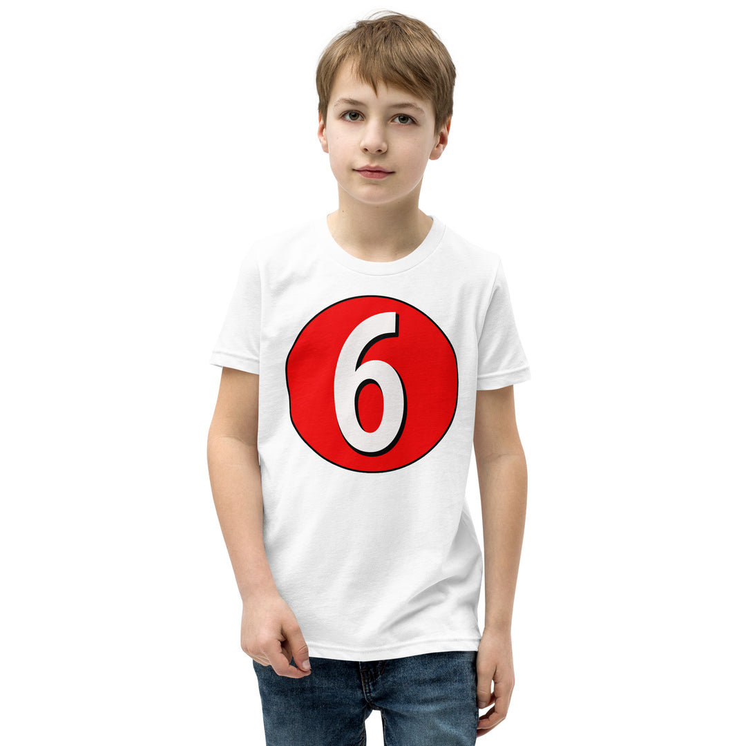 Youth Short Sleeve T-Shirt: White on Red 6