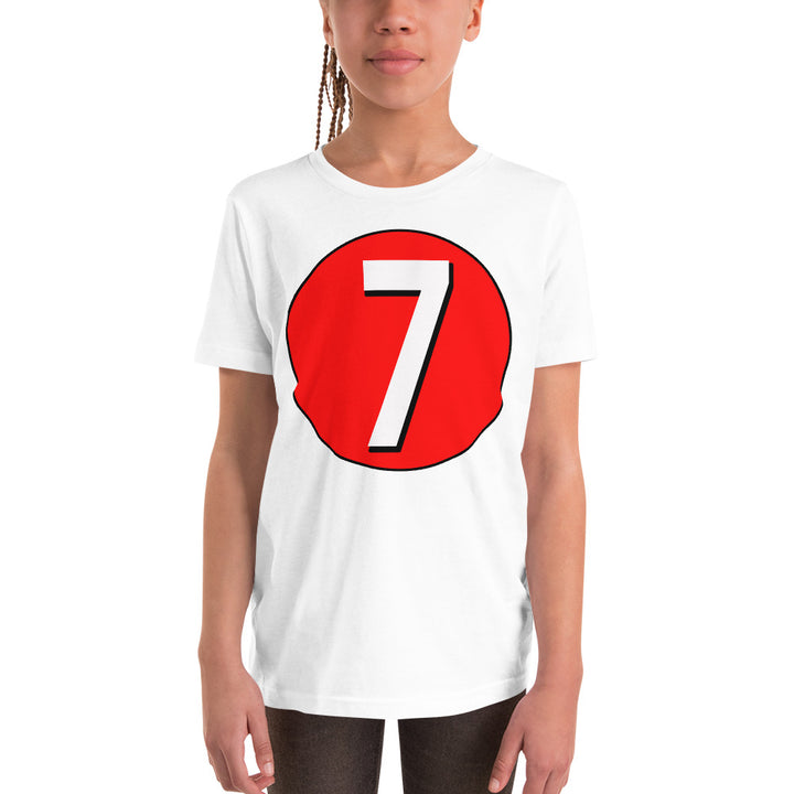 Youth Short Sleeve T-Shirt: White on Red 7