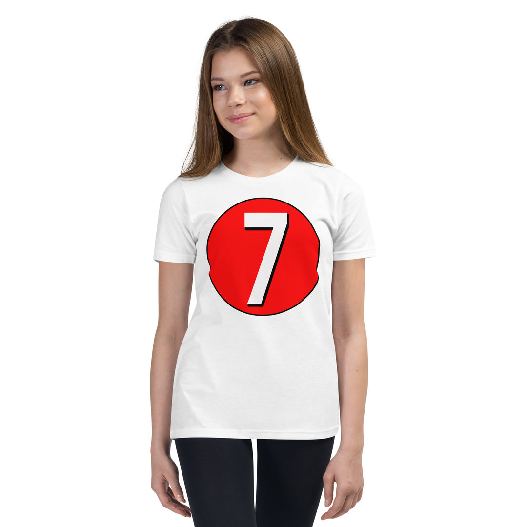 Youth Short Sleeve T-Shirt: White on Red 7