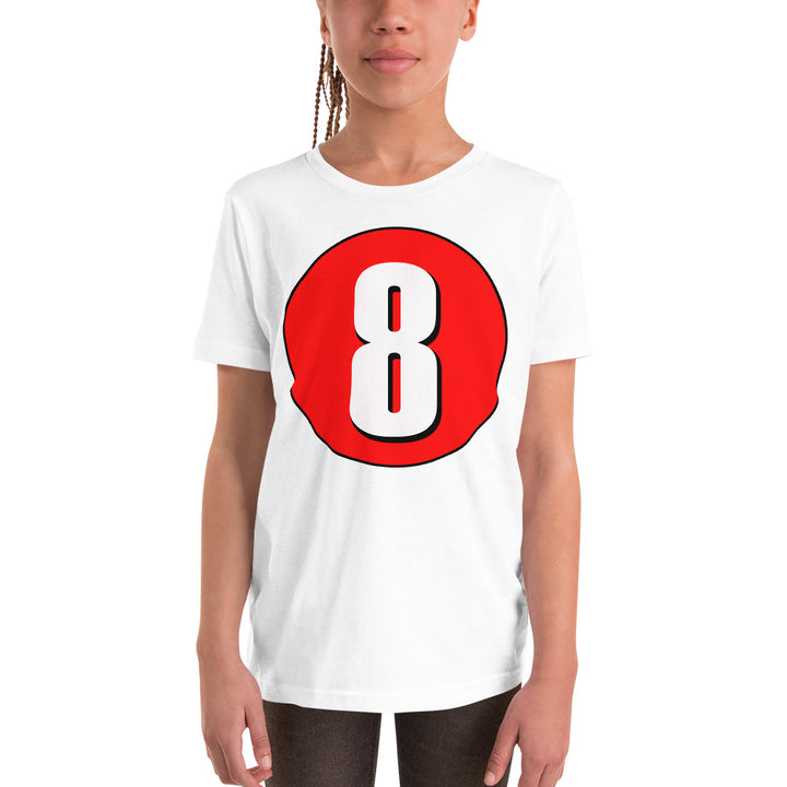 Youth Short Sleeve T-Shirt: White on Red 8