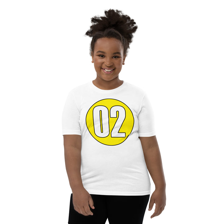 Youth Short Sleeve T-Shirt: White on Yellow 02