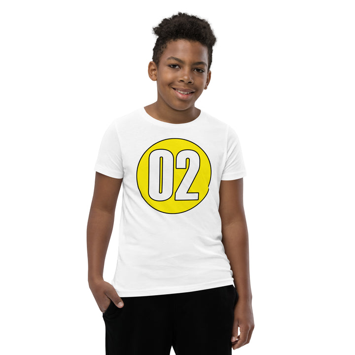 Youth Short Sleeve T-Shirt: White on Yellow 02