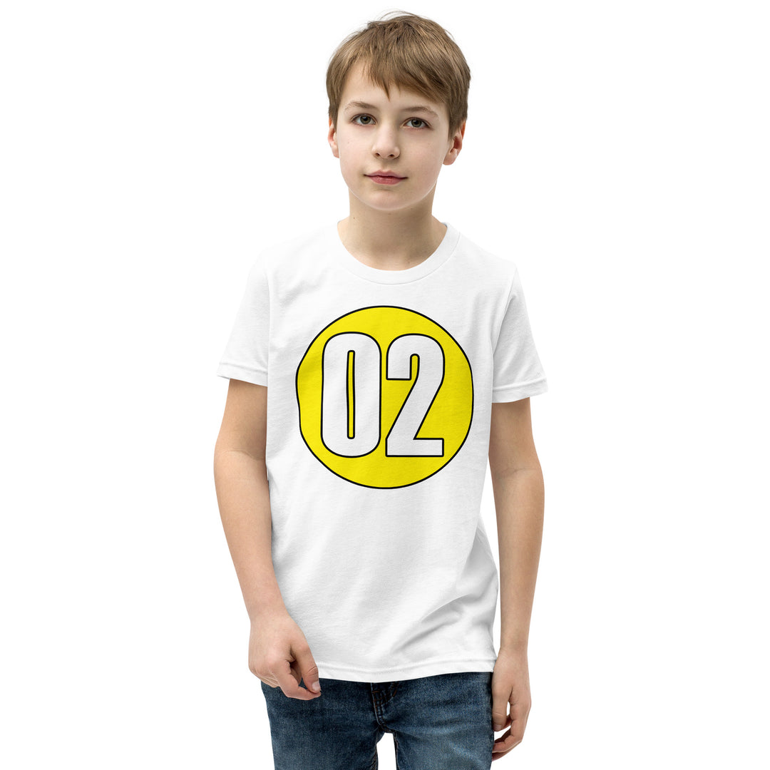 Youth Short Sleeve T-Shirt: White on Yellow 02