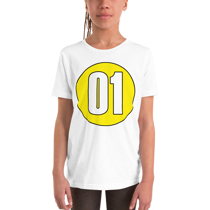 Youth Short Sleeve T-Shirt: White on Yellow 01