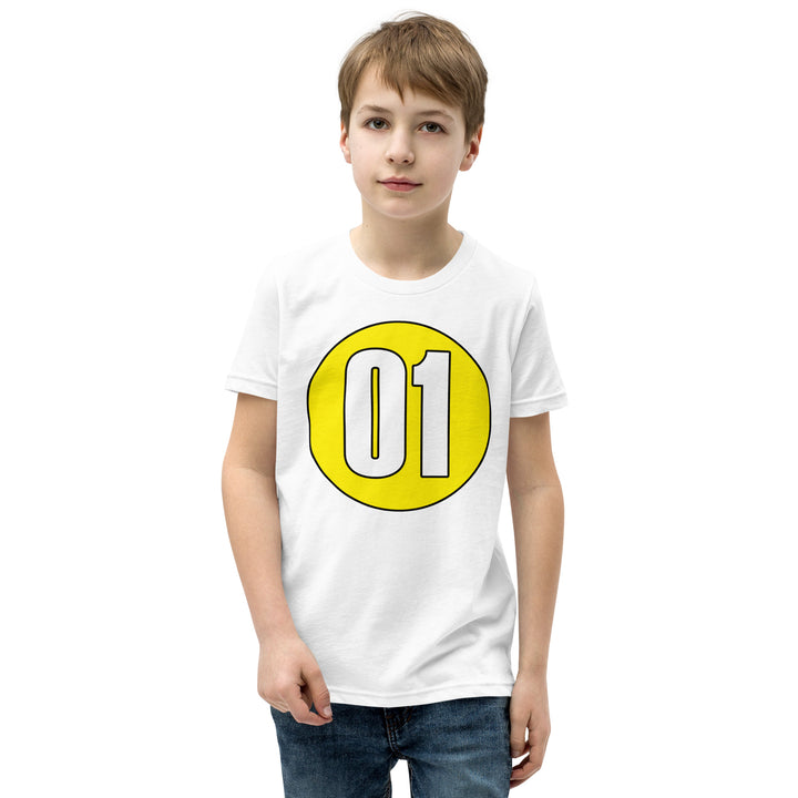 Youth Short Sleeve T-Shirt: White on Yellow 01