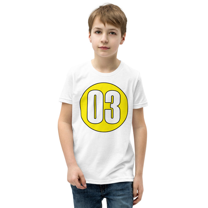 Youth Short Sleeve T-Shirt: White on Yellow 03