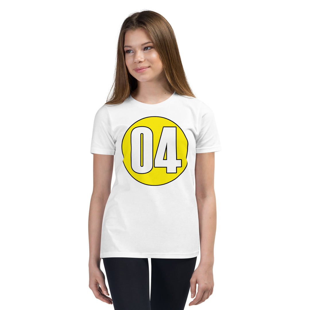 Youth Short Sleeve T-Shirt: White on Yellow 04