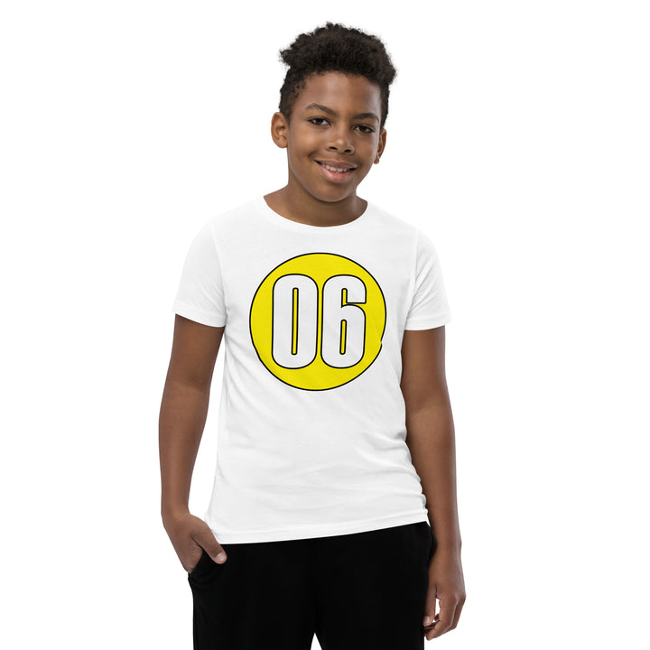 Youth Short Sleeve T-Shirt: White on Yellow 06