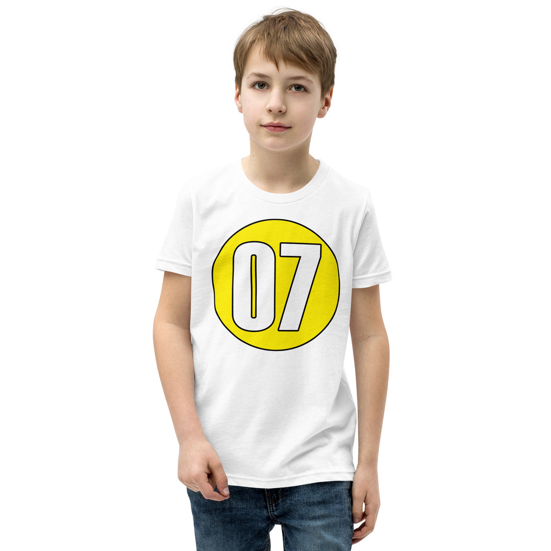 Youth Short Sleeve T-Shirt: White on Yellow 07