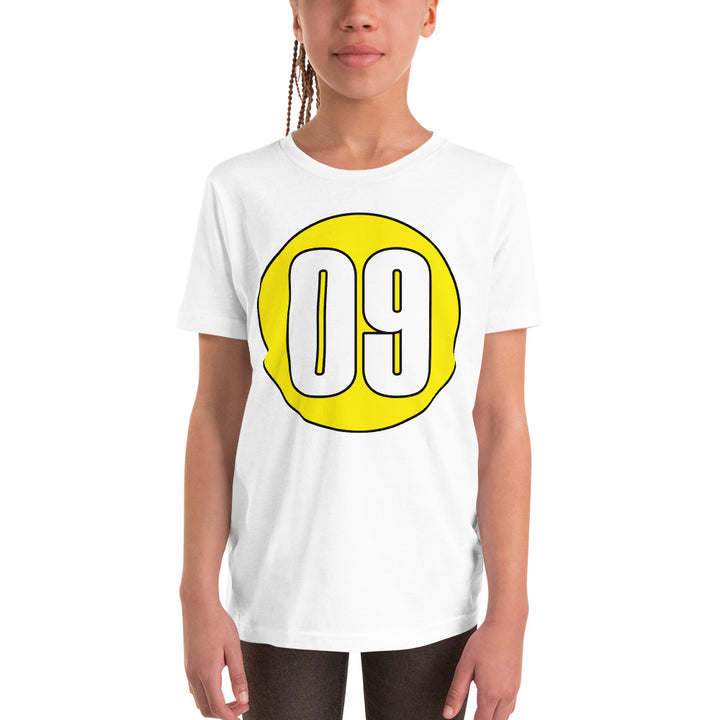 Youth Short Sleeve T-Shirt: White on Yellow 09