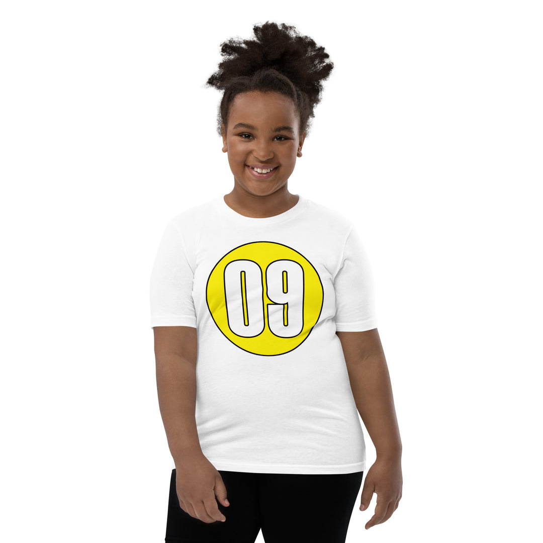 Youth Short Sleeve T-Shirt: White on Yellow 09