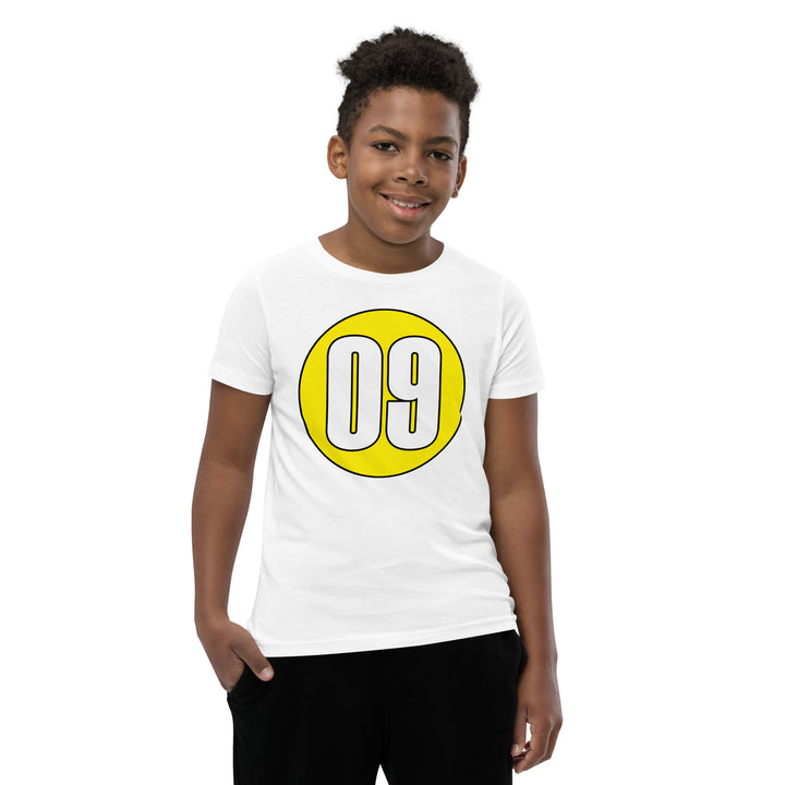 Youth Short Sleeve T-Shirt: White on Yellow 09