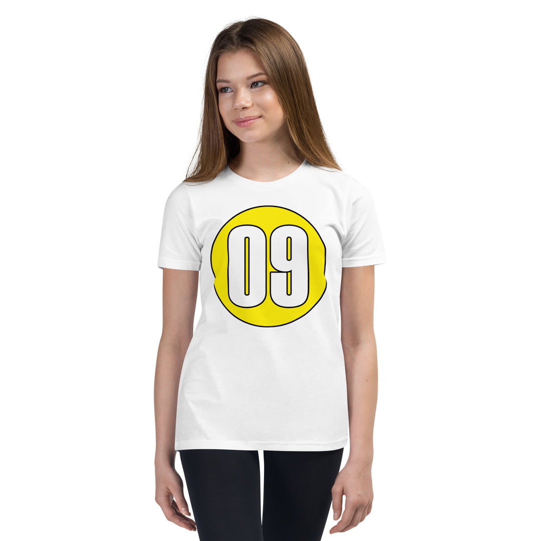 Youth Short Sleeve T-Shirt: White on Yellow 09