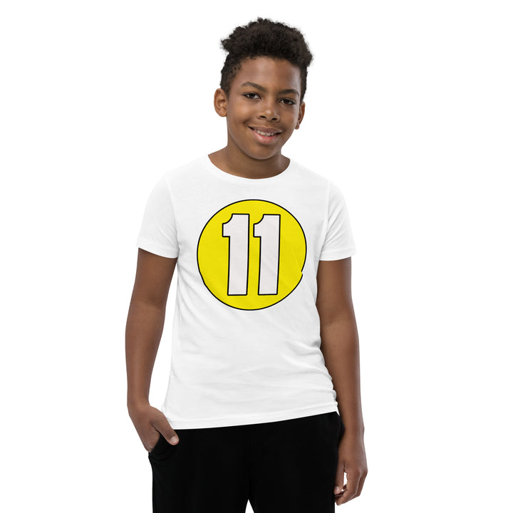 Youth Short Sleeve T-Shirt: White on Yellow 11