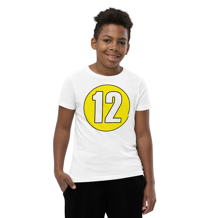 Youth Short Sleeve T-Shirt: White on Yellow 12