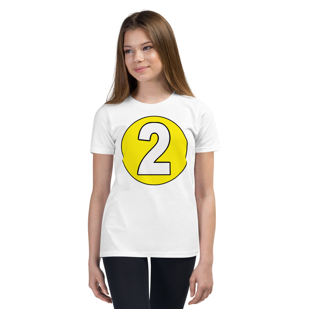 Youth Short Sleeve T-Shirt: White on Yellow 2